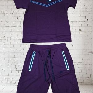 Nike Men's Purple Sweatpants with Light Blue Trim